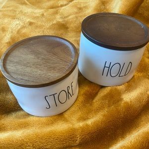 Rae Dunn Ceramic “HOLD STORE” containers